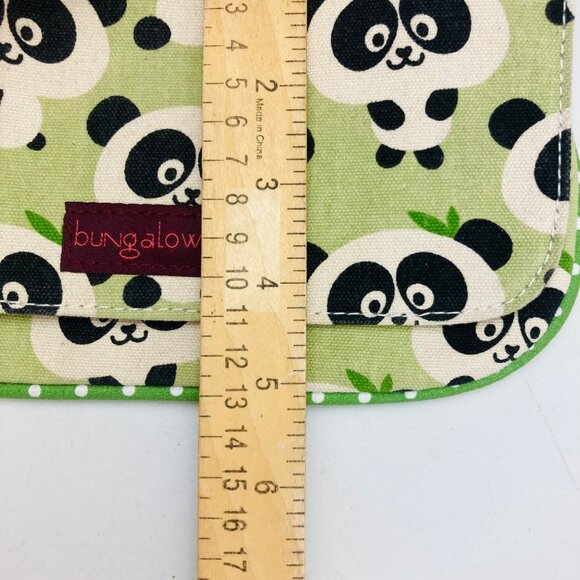 Bungalow 360 Panda Print Green Canvas Clutch Wristlet Wallet w/ Zipper 8.5x5" - Picture 7 of 7